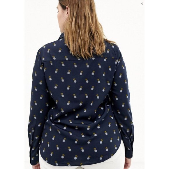 ASOS Brave Soul Pineapple-Print Button-Up Shirt in Navy - Picture 7 of 8
